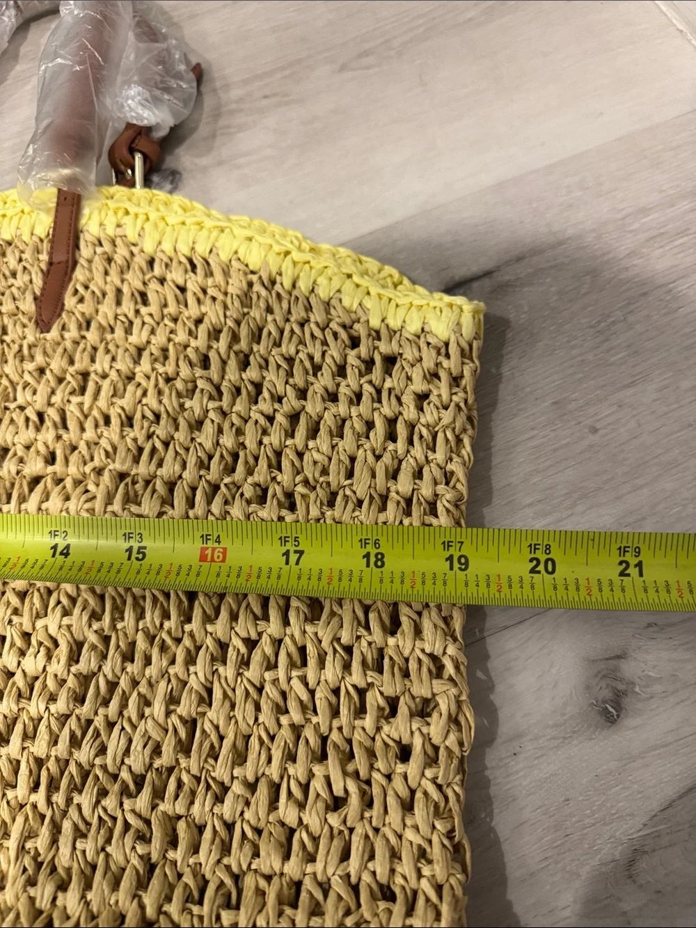 Ann Taylor NWT Yellow Woven Tote with Brown Base and Tassel